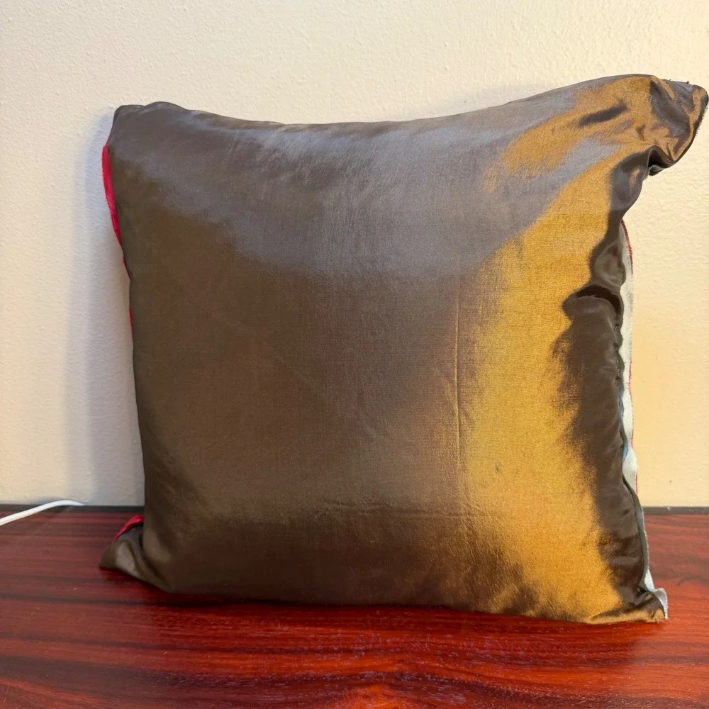 Multi Color Vertical Ribbon Textured Throw Pillow Square 16in Accent Cushion